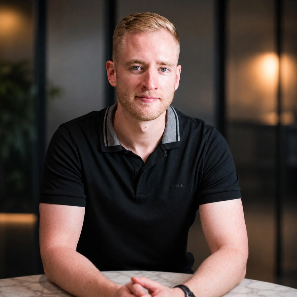 Formal headshot of Sean Backhouse, experienced UX Designer with a focus on cloud-based solutions and SaaS platforms.