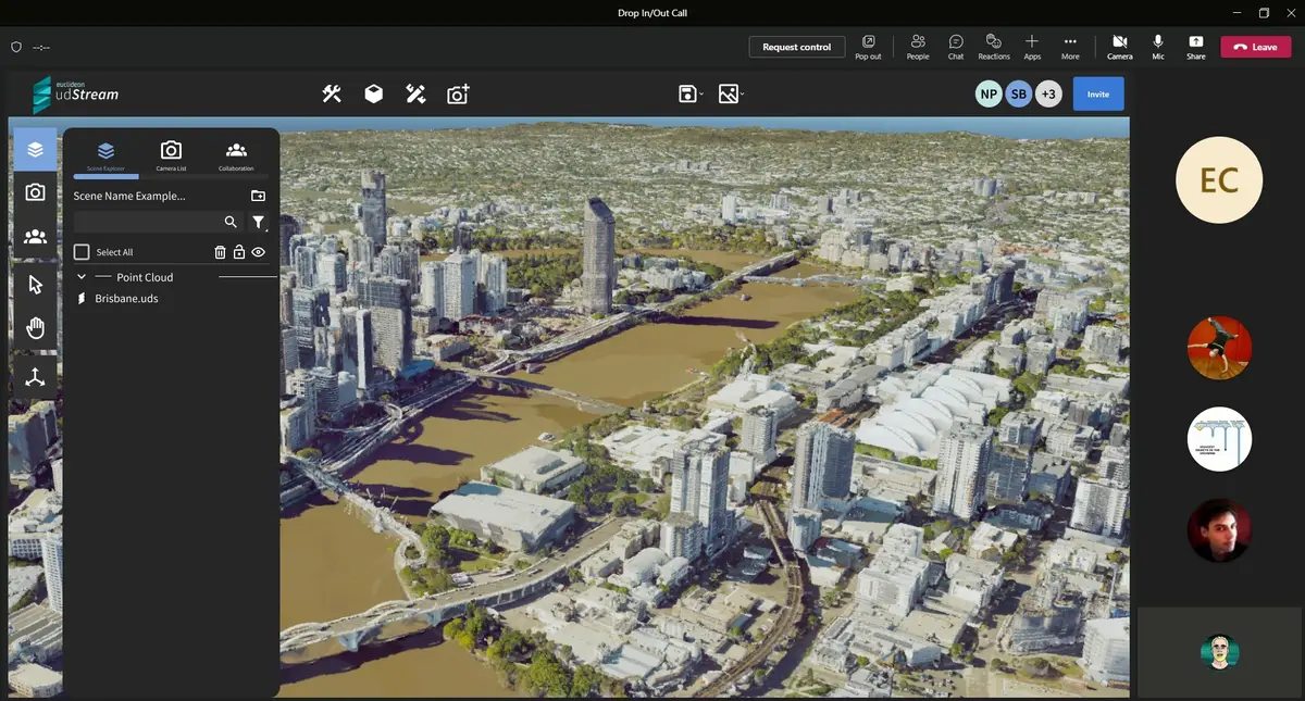 udStream Teams — scene explorer panel