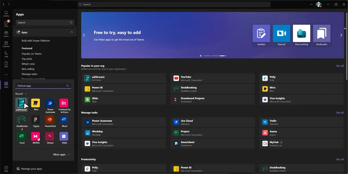 udStream Teams — main interface