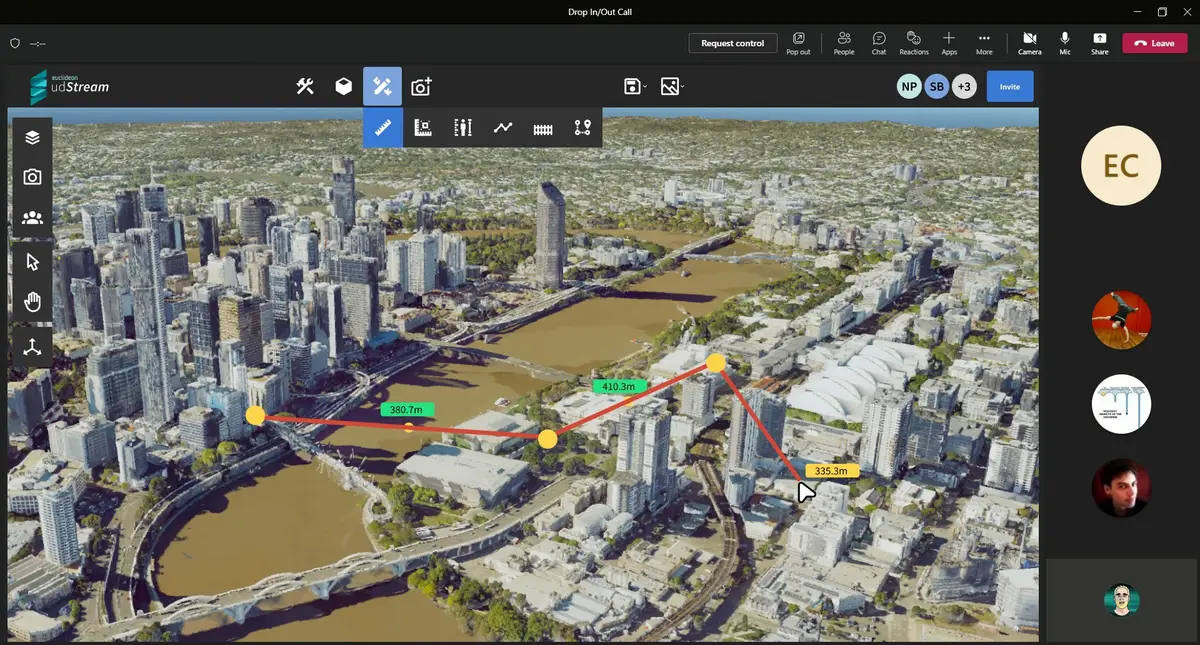 udStream Teams — measure tool