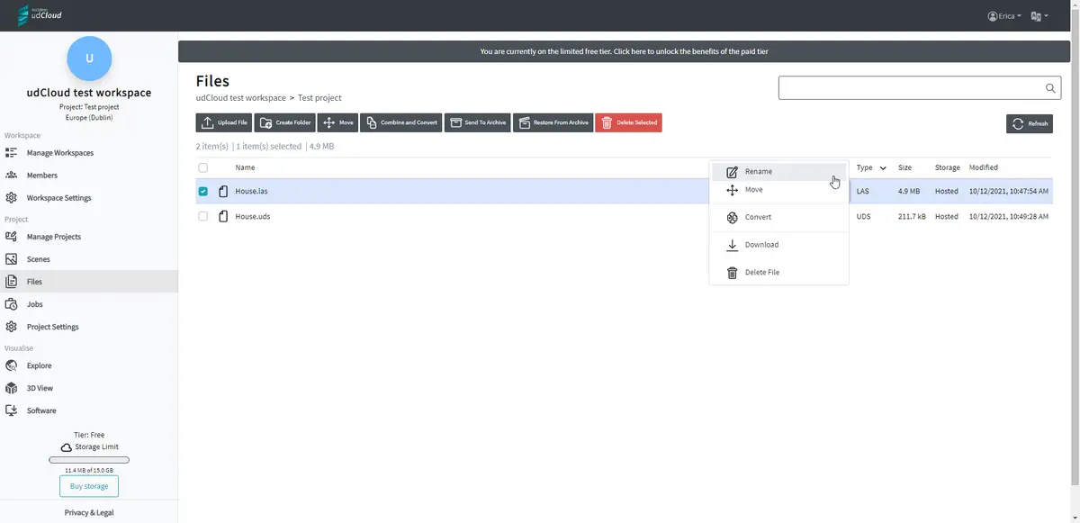 udCloud interface after redesign
