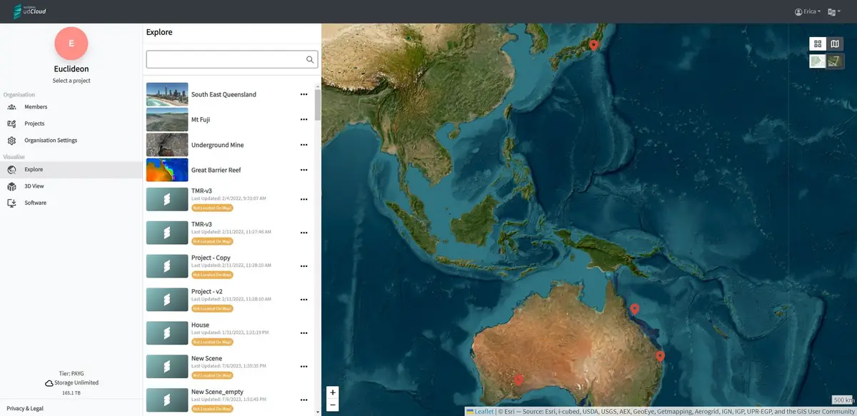 udCloud explore map view