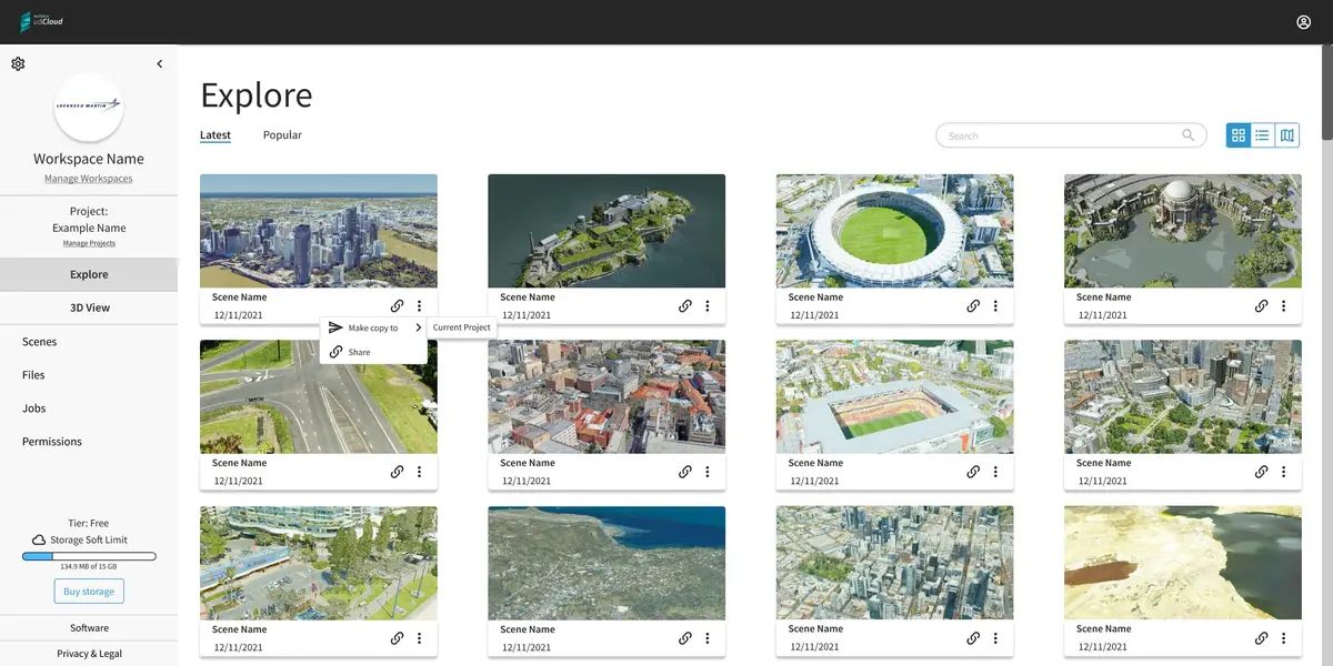 udCloud mockup v1 — file browser