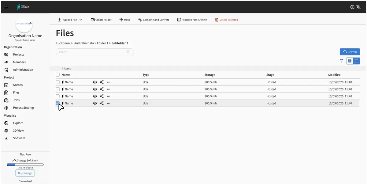 udCloud mockup v2 — updated dashboard