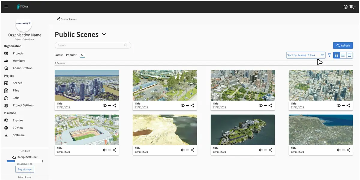 udCloud mockup v2 — refined interface