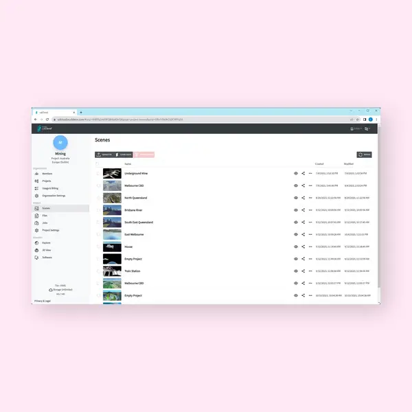 udCloud dashboard interface