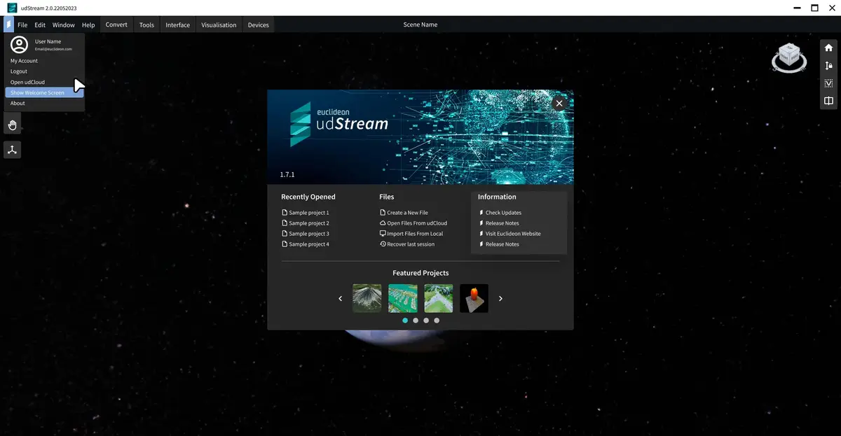 udStream Web Edition mockup — main interface