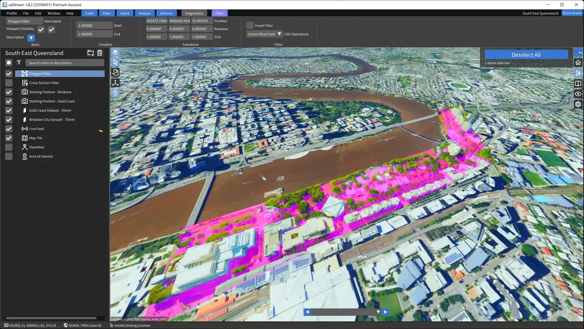 udStream polygon filter tool