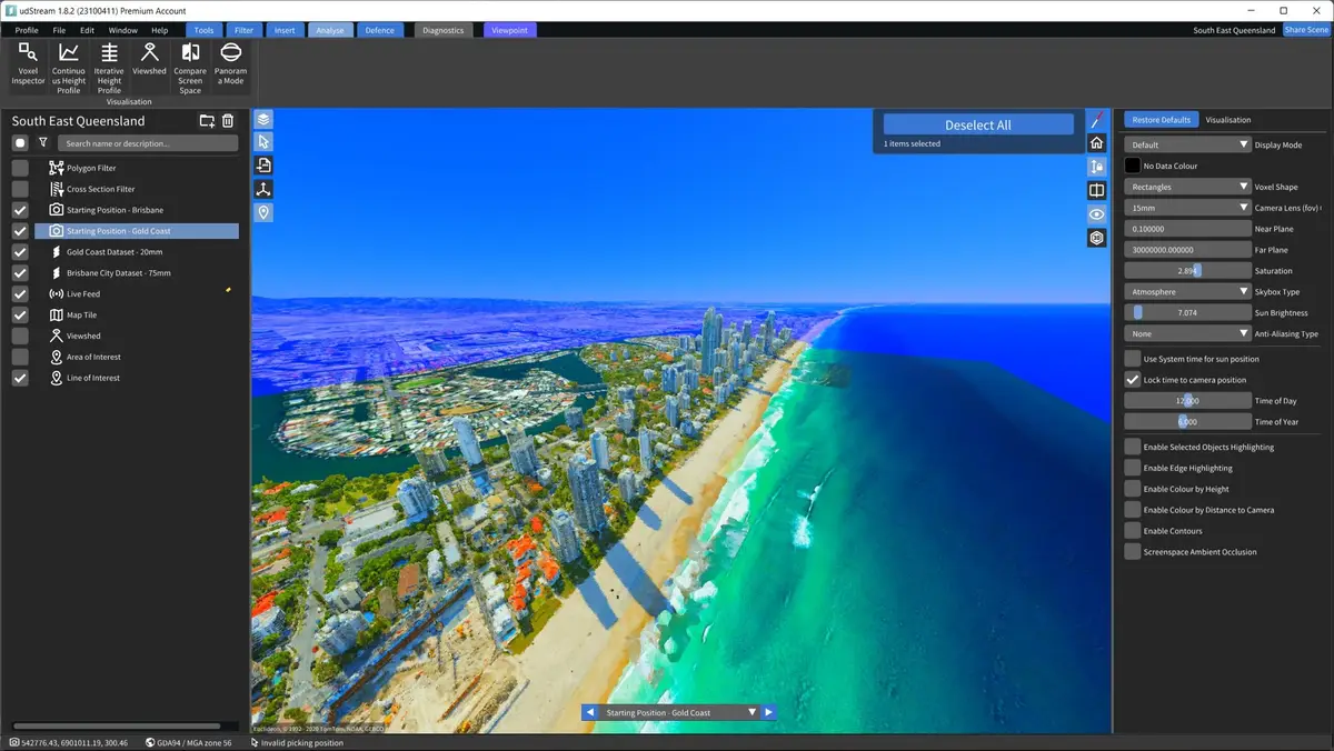 udStream visualisation settings panel