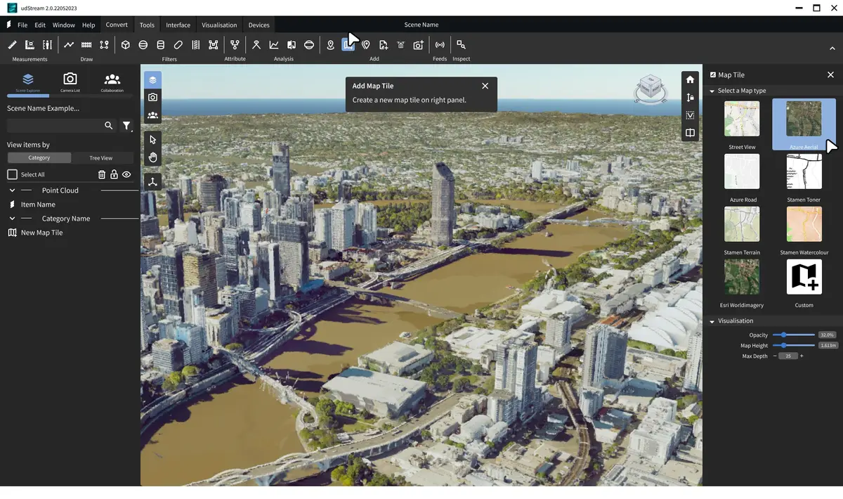 udStream Web Edition — map visualisation