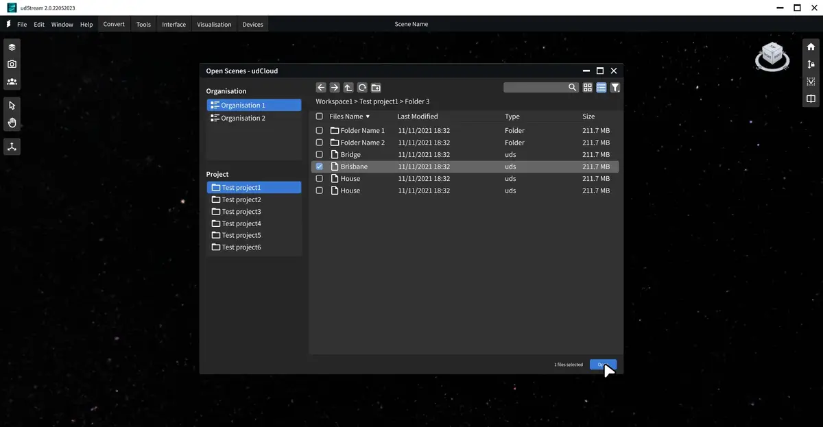 udStream Web — open file view